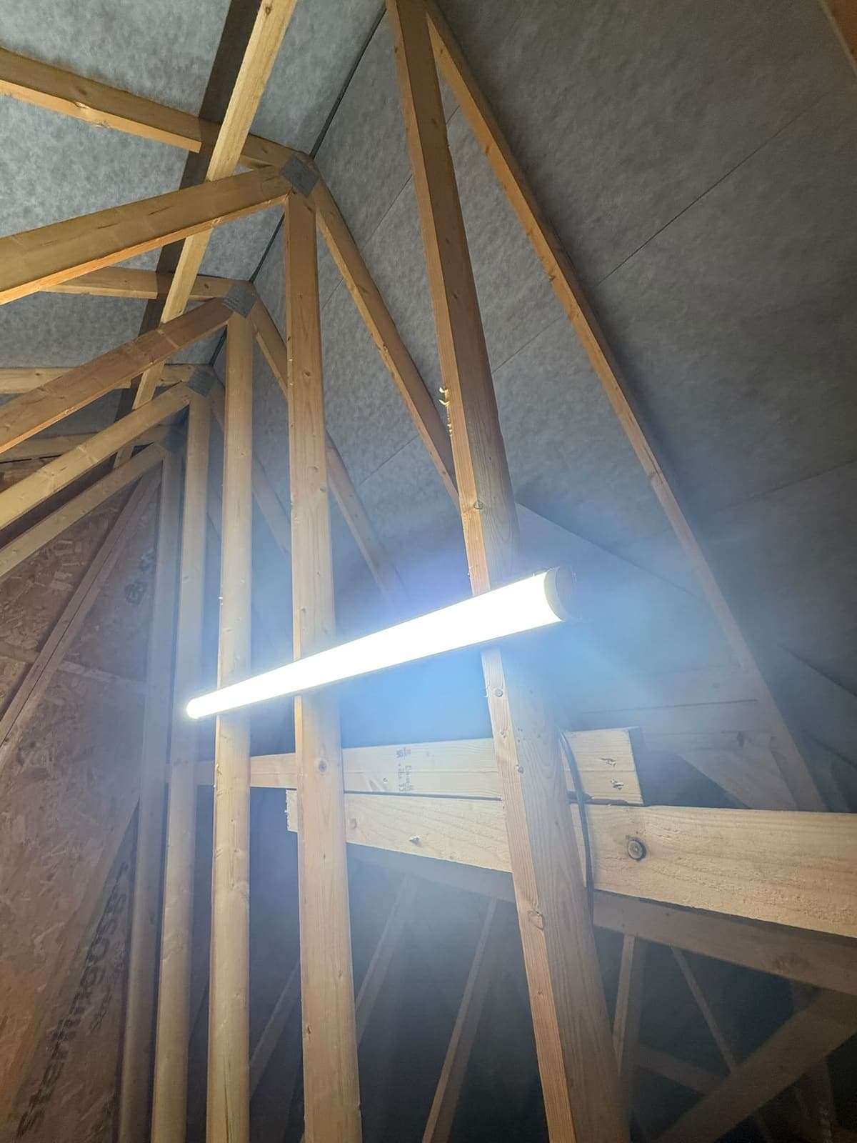 LED strip light fitted in the trussed roof space
