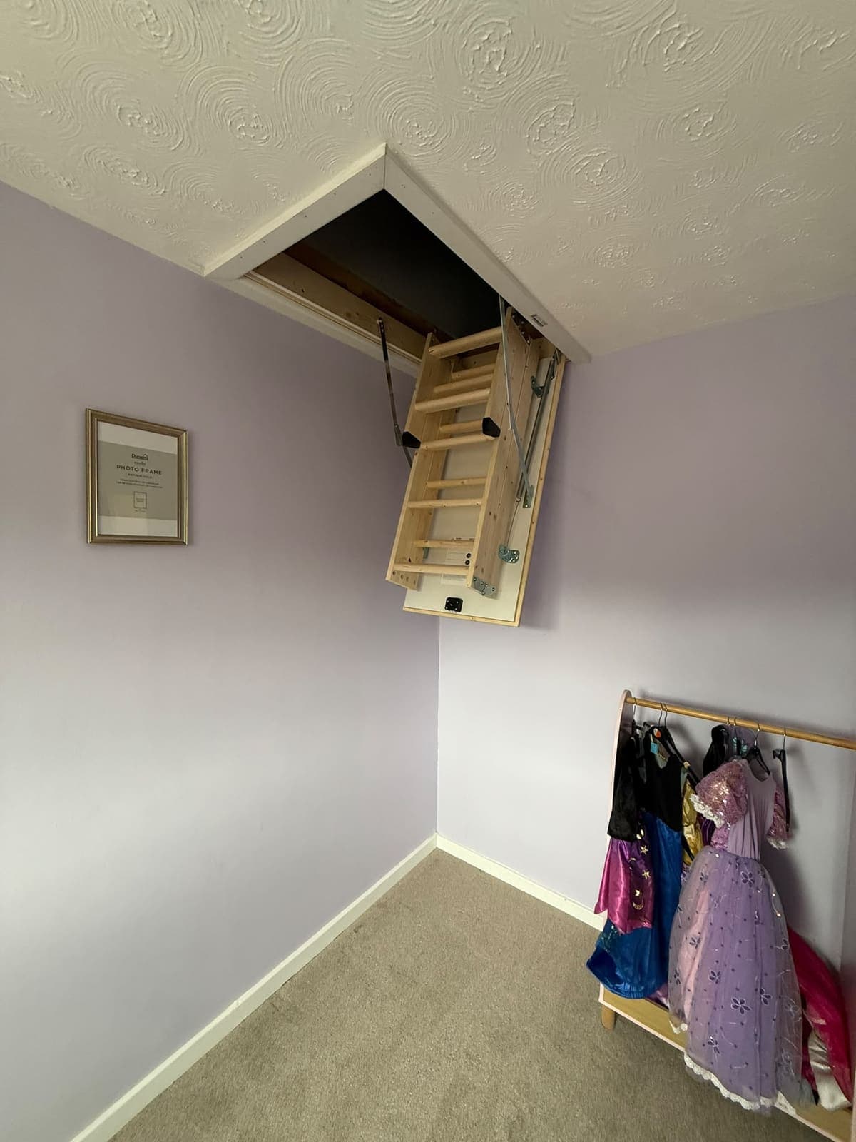 Loft ladder unfolding from the new hatch